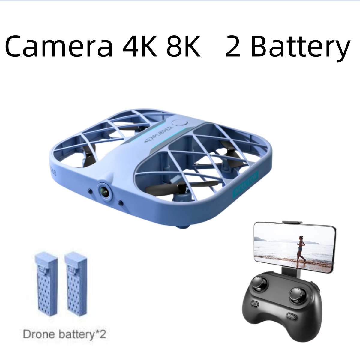 Rc Helicopter Case - JJRC H107 FPV RCドローン（バッテリー2個付き）、8K/4Kカメラ搭載クアッドコプター、リモコン付きドローン、クリスマスプレゼントに最適