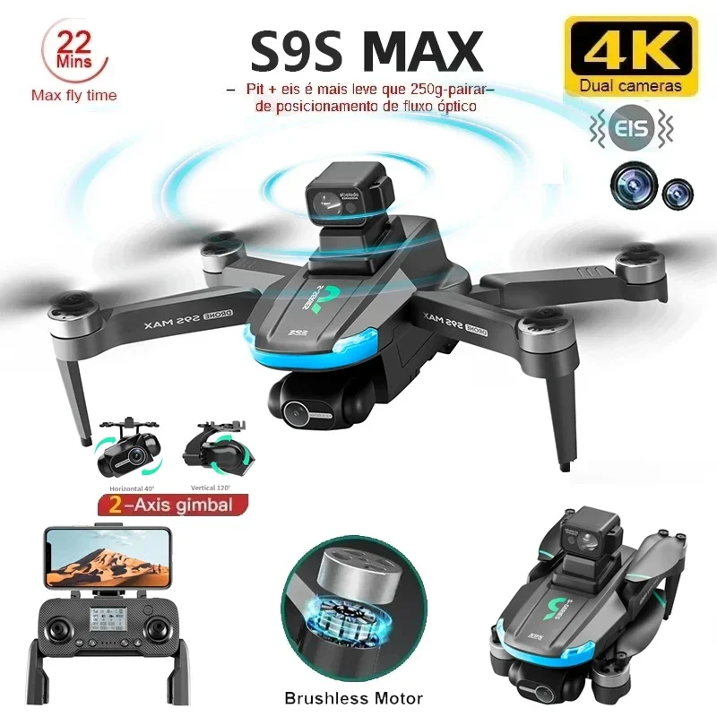 新しい S9S MAX ミニドローン 4K 2 軸 PTZ  - Rc Helicopter Case のレビューと価格