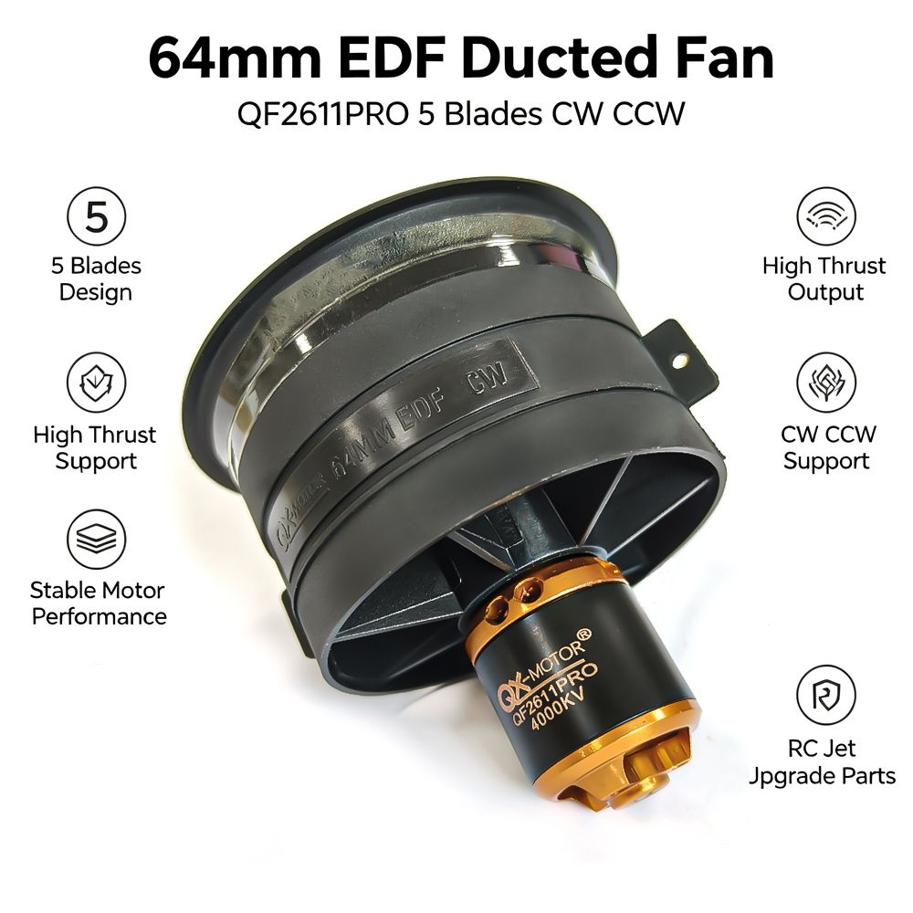 QX-MOTOR 64mm EDF 5枚羽根ダクトファン C - Rc Helicopter Blade のレビューと価格